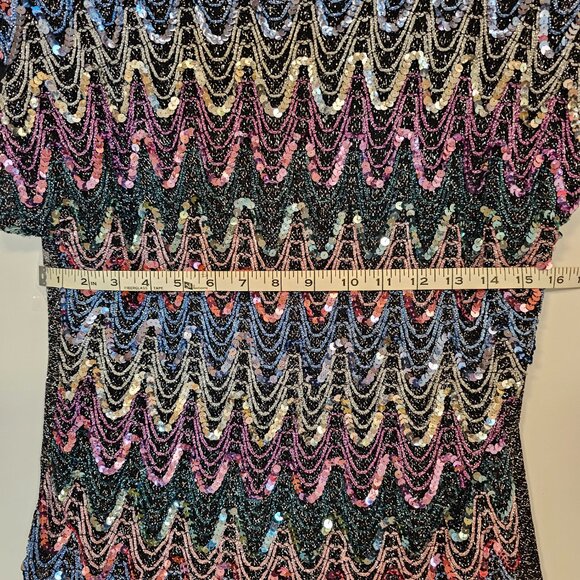 Vintage Copy Cats Sequin Top Size Large with Shoulder Pads - Picture 2 of 7